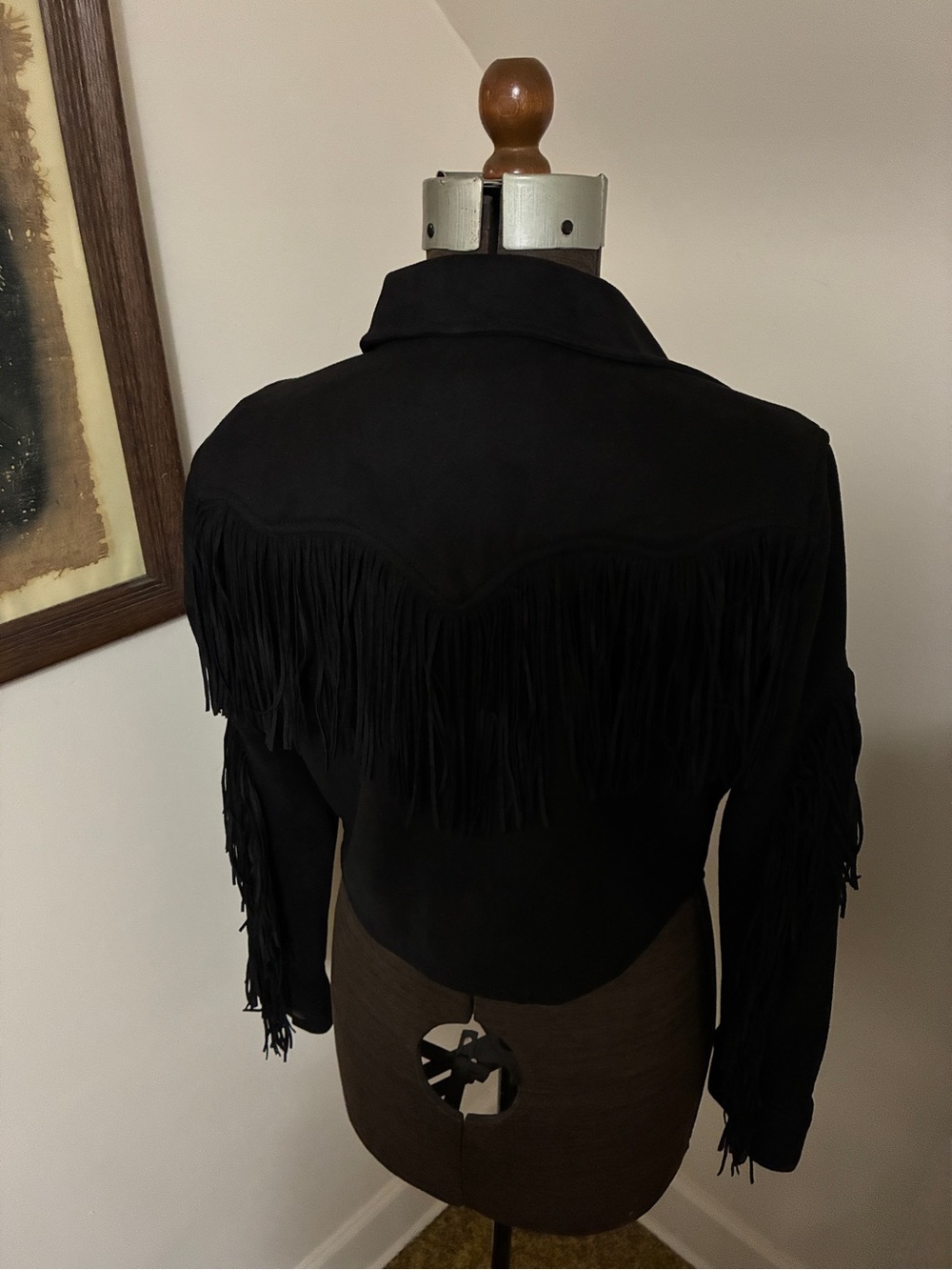Vegan Suede Wrangler Cropped Fringe Jacket - Picture 5 of 13